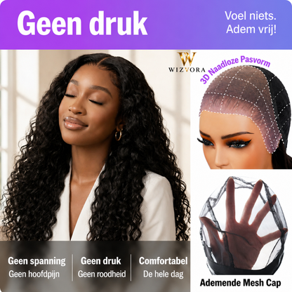 WIZVORA Glamour Lace Wig | HD Lace • Diepe Krullen van Organische Vezels