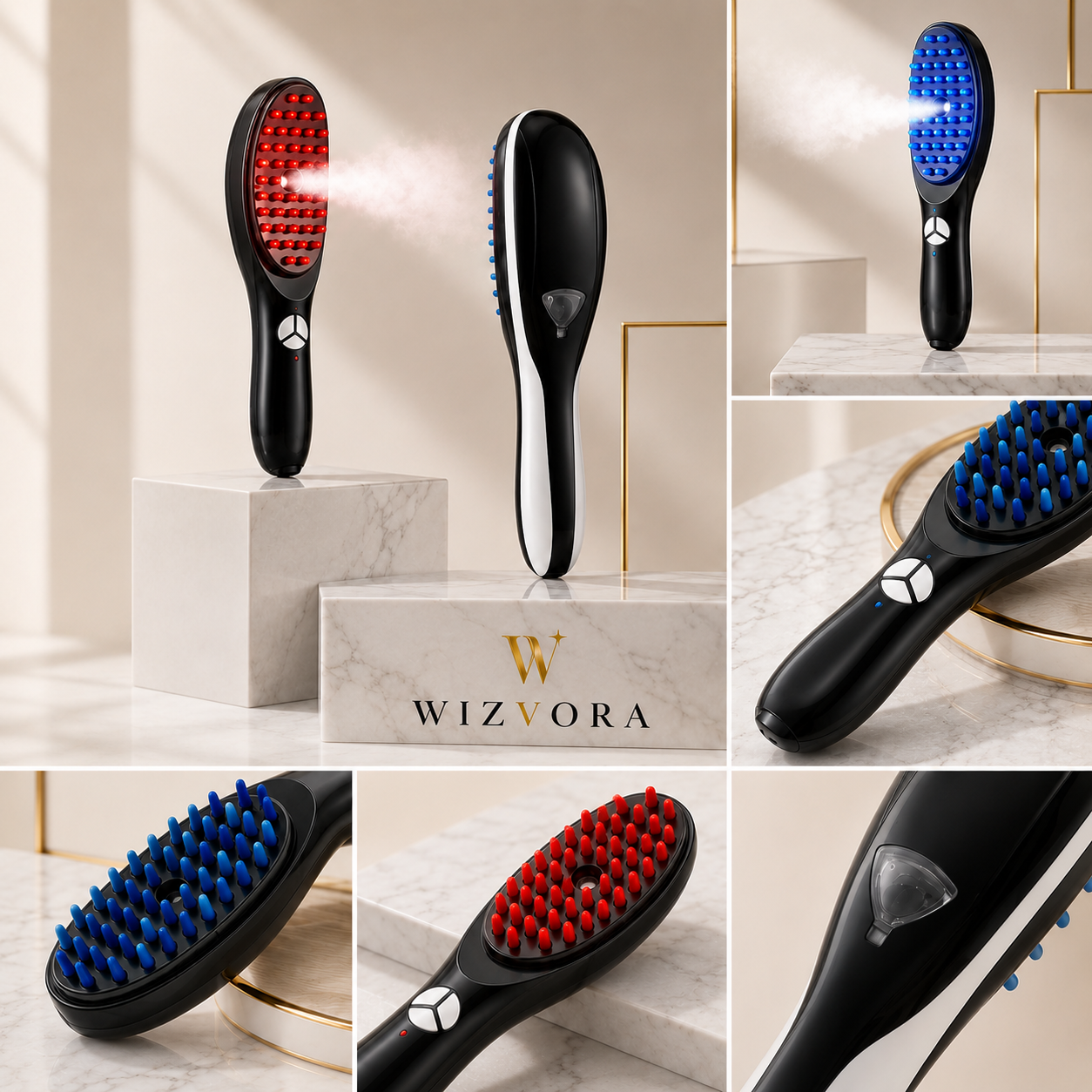 Veloura™ ScalpGlow Brush - Elegant beauty-tech ontworpen voor een ontspannende scalp care routine.