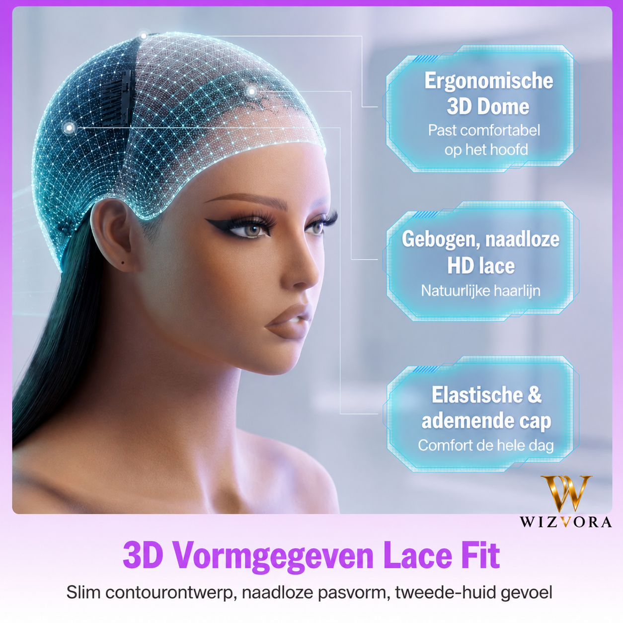 WIZVORA Glamour Lace Wig | HD Lace • Diepe Krullen van Organische Vezels