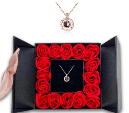 Halsketting, I Love You in 100 Talen - Cadeauset